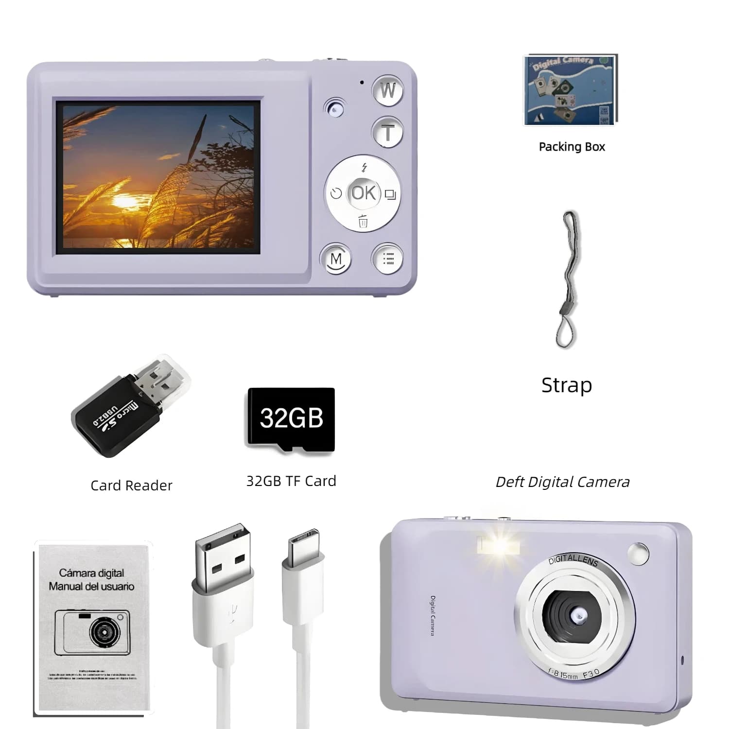 Appareil photo numérique HD 1080p, prise de photos, selfie Portable 2s/5s/10s, JPEG fin pour la phot