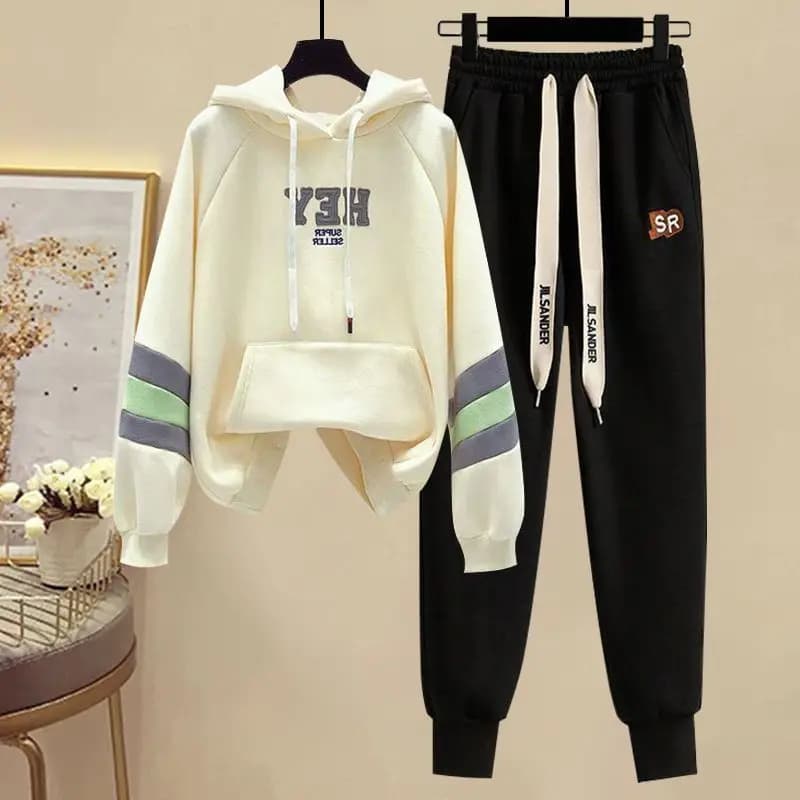 Ensemble de sport pour femmes, nouvelle Version coréenne, blocage de couleur, haut à capuche, pantal
