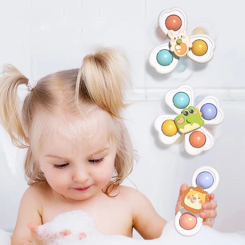 Ventouses 3 en 1, jouet toupie pour bébé, jeu de dentition pour bébé, soulagement du Stress, hochet 