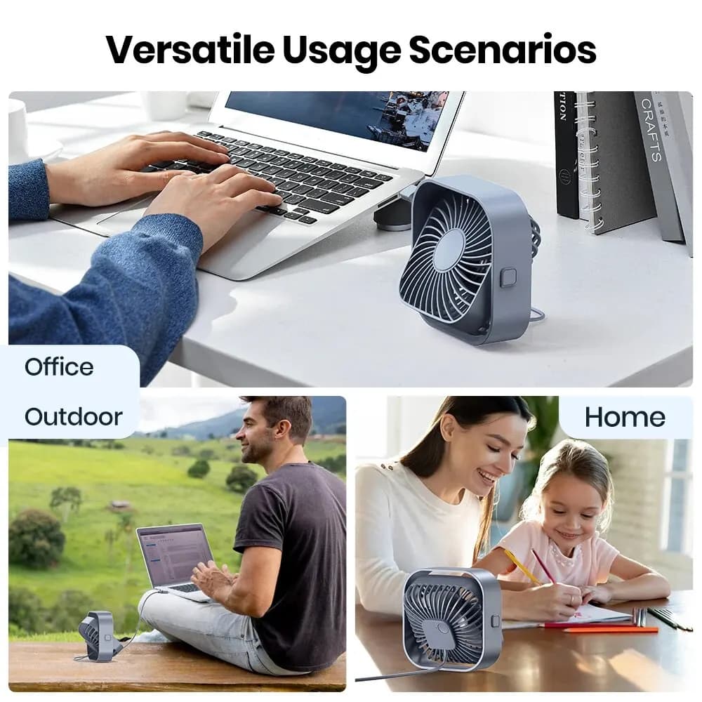 TOPK-Ventilateur de bureau USB, débit d'air de bain et fonctionnement silencieux, petit ventilateur 