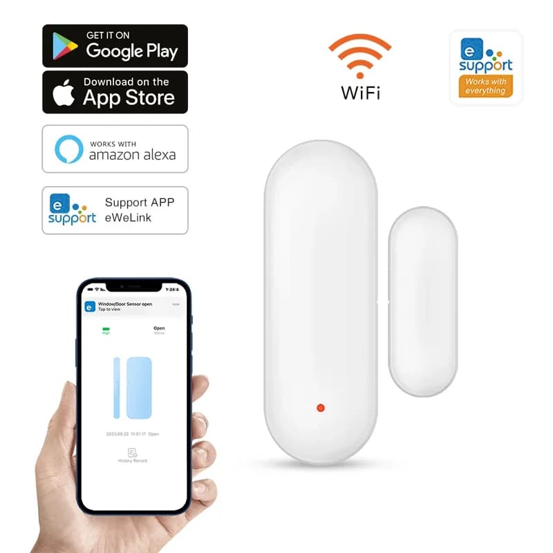 EWelink WiFi - Alarme de sécurité magnétique intelligente pour portes et fenêtres - Surveillance à d