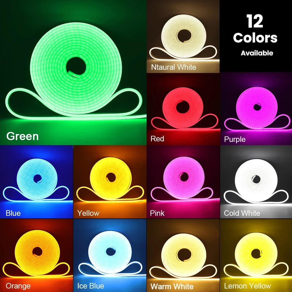Bande Lumineuse Néon LED 12V 24V, Corde Étanche, Lampe Flexible en Silicone, Décoration de la Maison