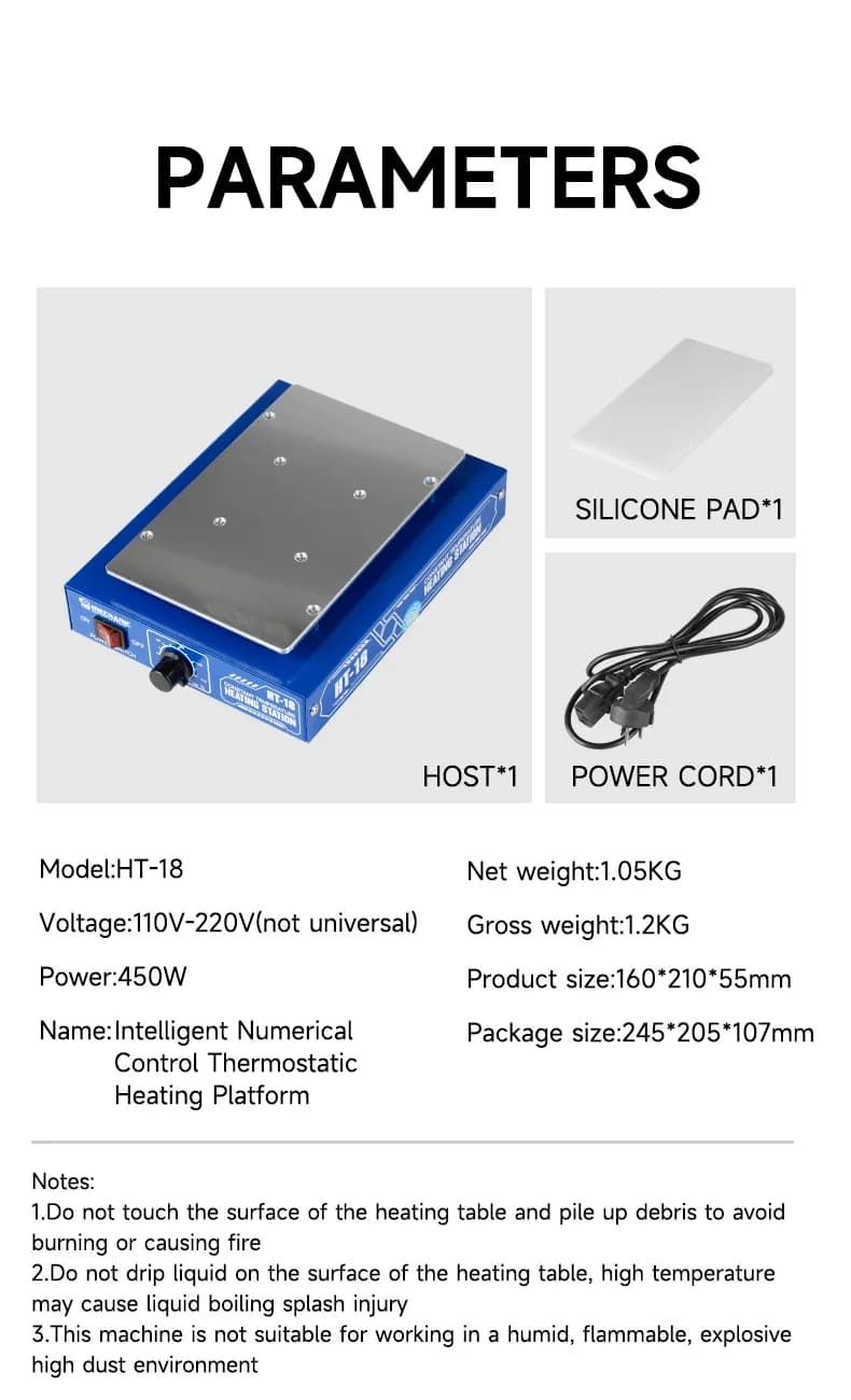 Plate-forme de chauffage numérique intelligente mécanique HT18, contrôle thermostatique pour le retr