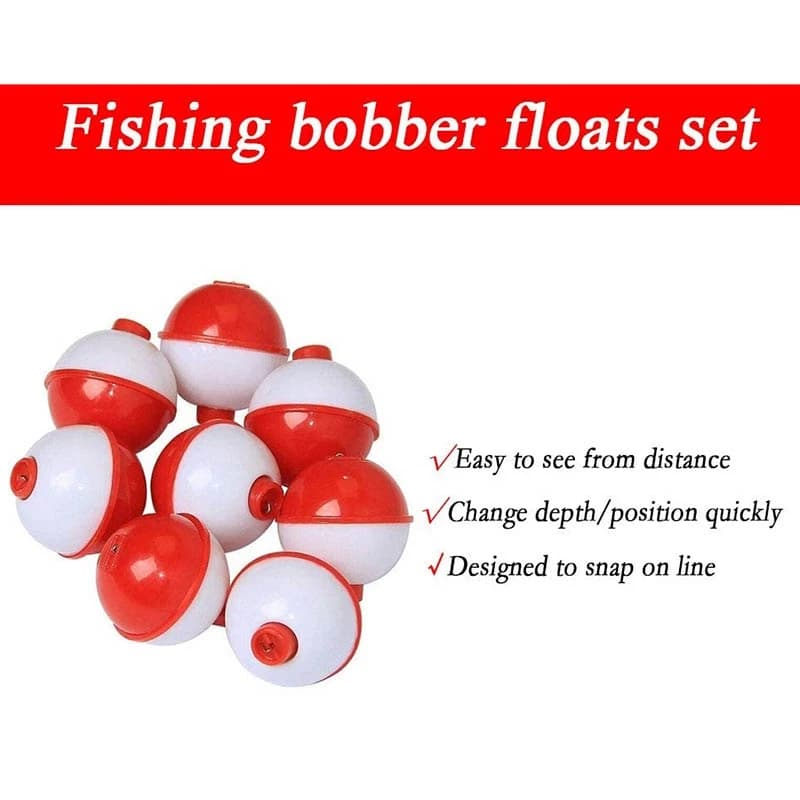 Flotteurs de pêche à bouton-poussoir, flotteurs de pêche à encliqueter, Bobber rouge et blanc, 1 po,
