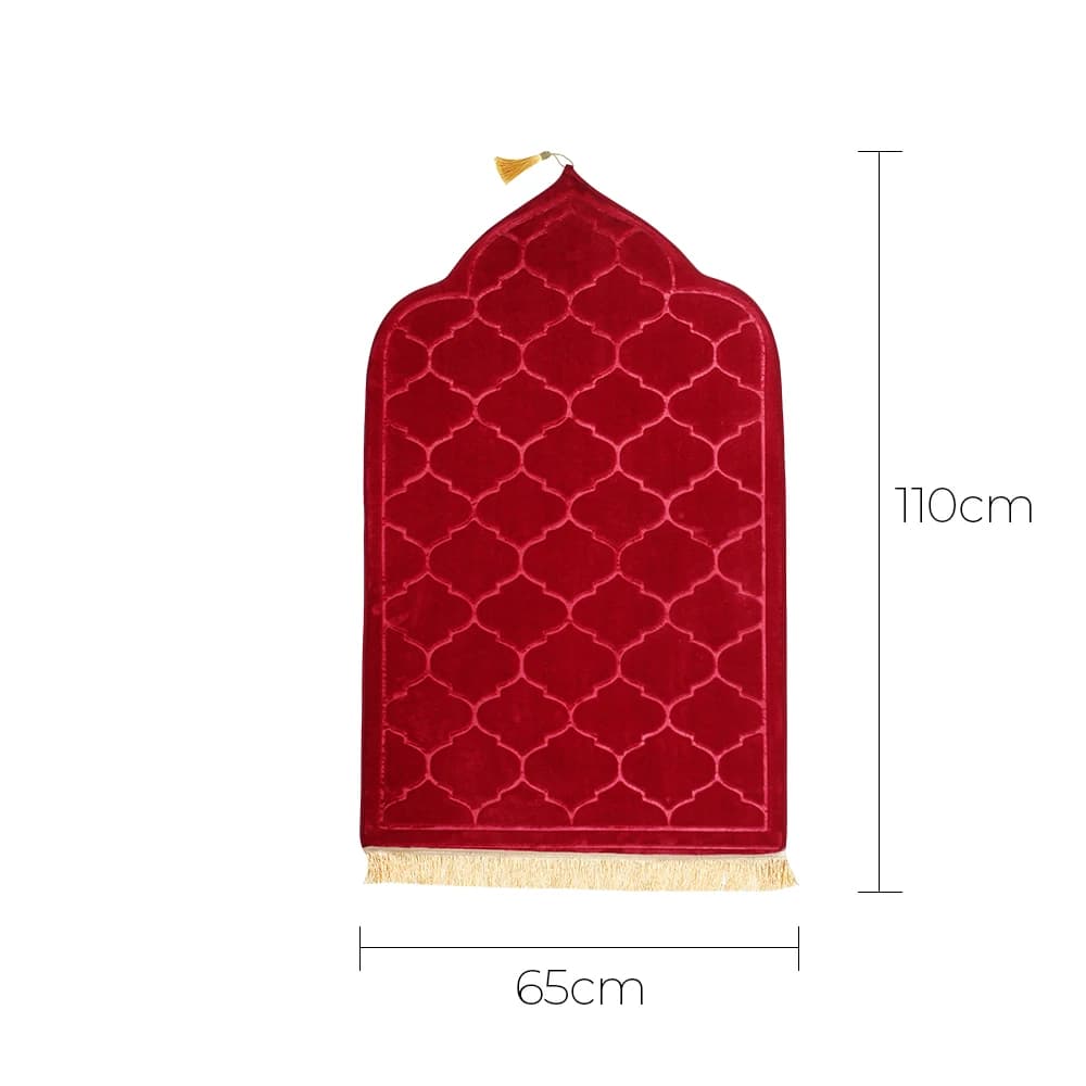 Tapis de prière de voyage à genoux, doux, antidérapant, en flanelle, pour musulman, Ramadan, gaufrag
