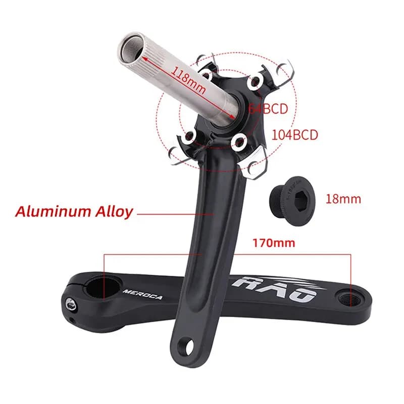 Vélo de montagne manivelle 170mm avec boîtier de pédalier 104BCD 34T 36T 38T vélo Chainring en allia