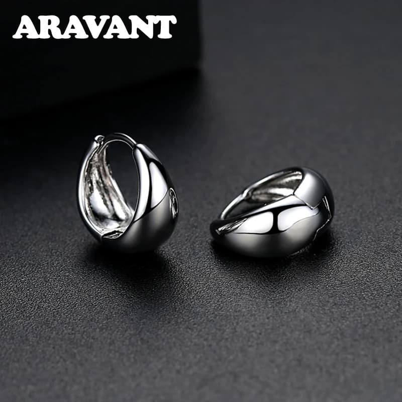 Boucles d'oreilles en argent 925 pour femmes, 14mm, or 18 carats, bijoux à la mode
