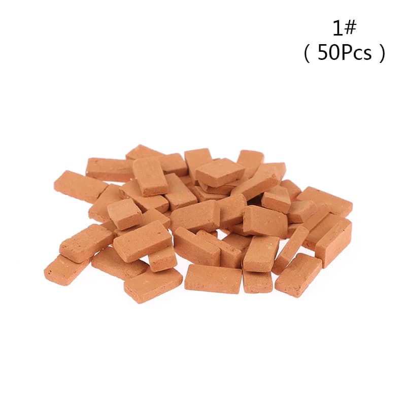 50 pièces de briques en argile neuves pour maison de poupée, modèle miniature DIY, briques de constr