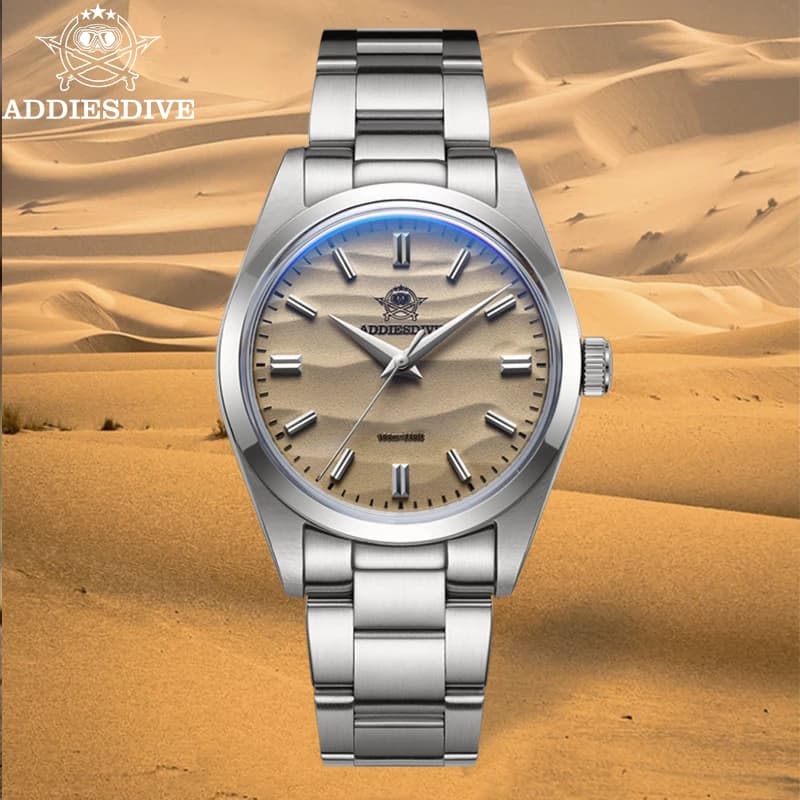 ADDIESDIVE-Montre-bracelet en acier inoxydable pour homme, montres à quartz étanches, cadran de sabl