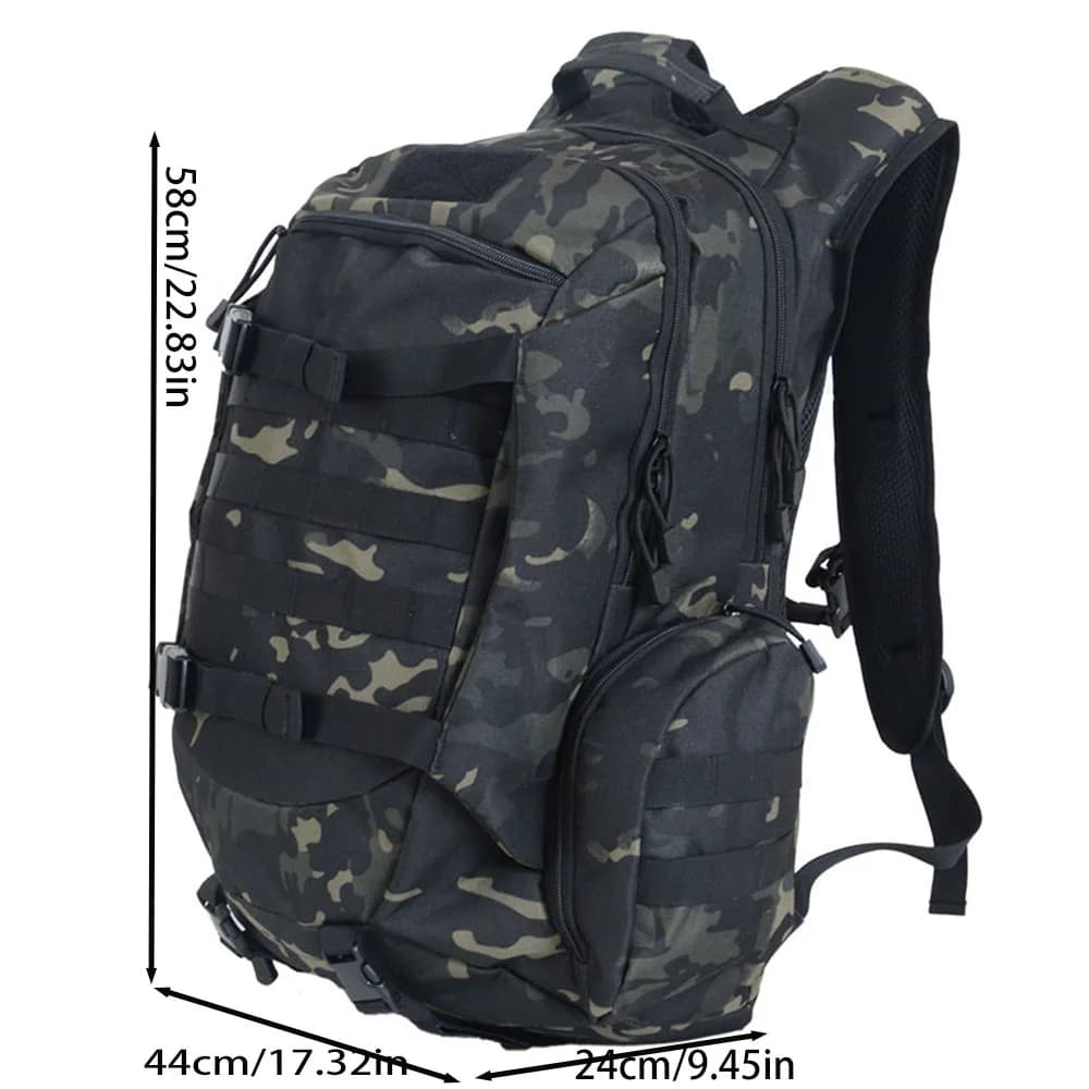 Sac à dos de randonnée et de camping extérieur 45L grande capacité, sac à dos tactique camouflage pl