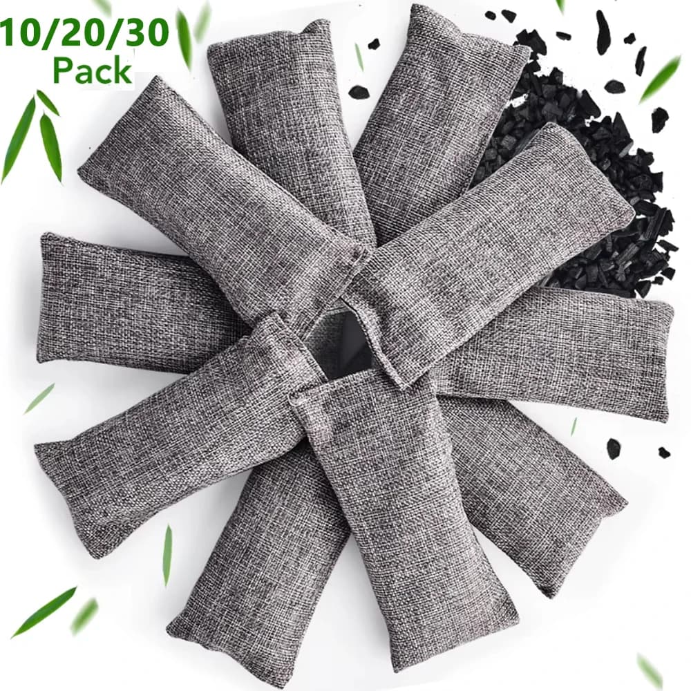 Sacs en charbon de bambou naturel, 10/20/30 pièces, purificateur d'air, charbon actif, absorbeur d'o