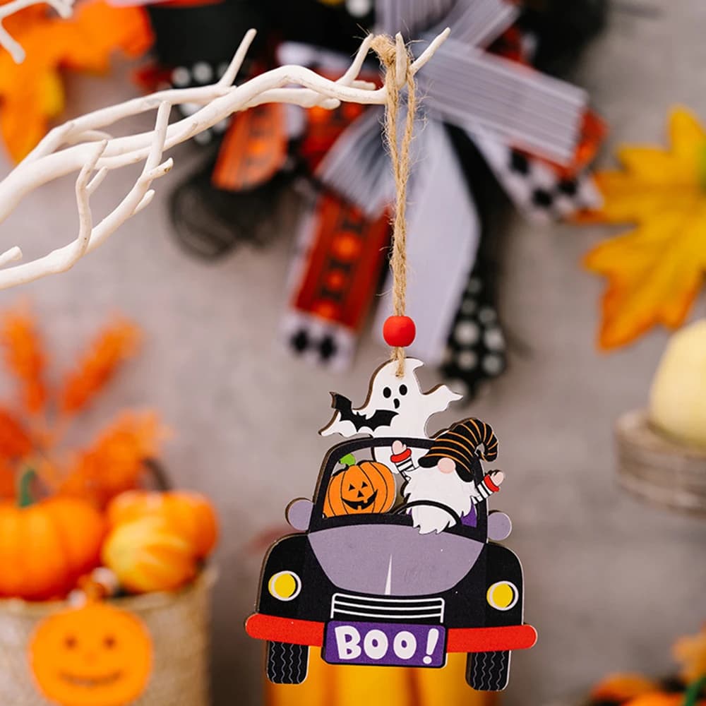 Décorations de Porte d'Halloween en Bois, Pendentifs d'Horreur, Citrouille, Fantôme, pour la Maison,