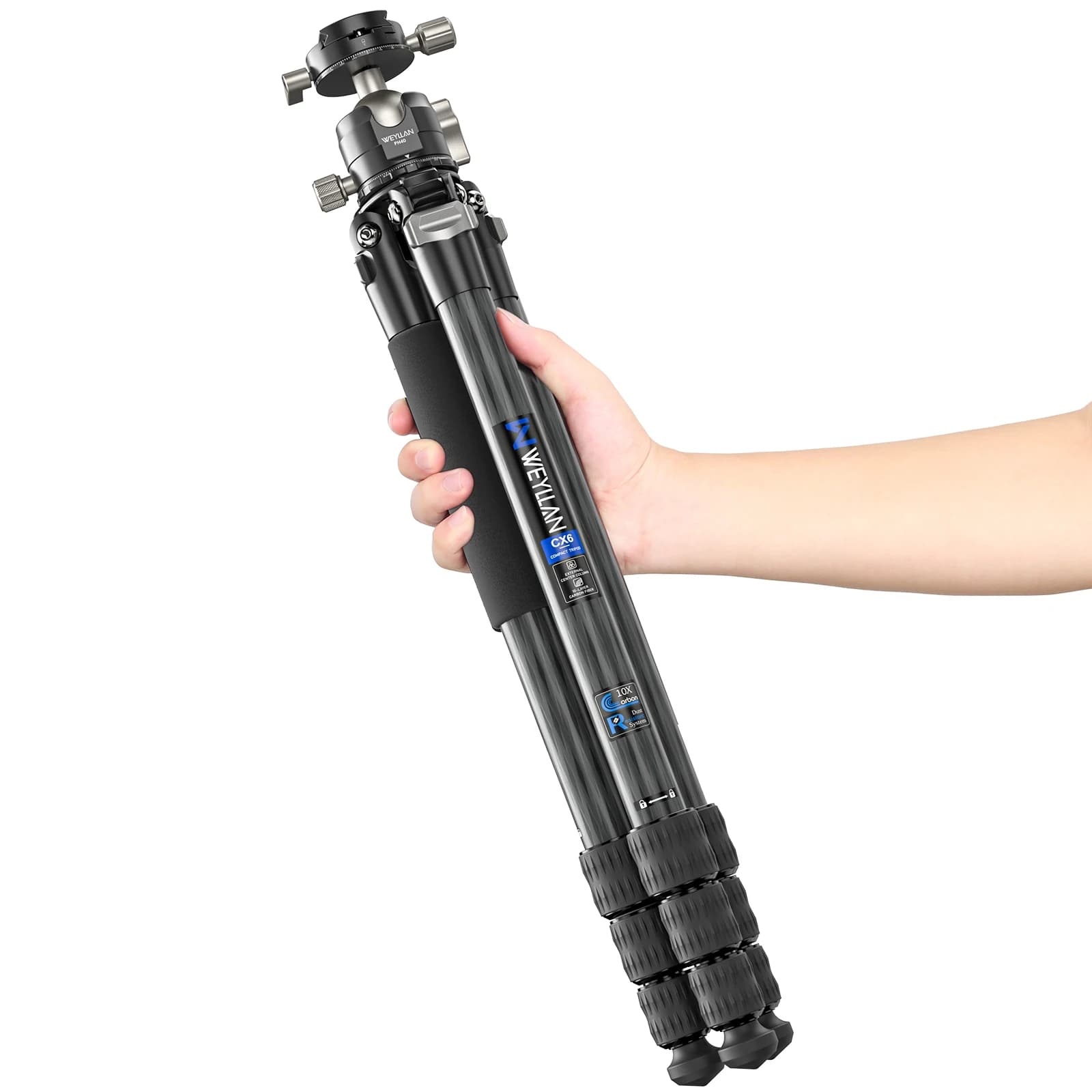 Trépied professionnel CX6 pour appareil photo reflex numérique, fibre de carbone, 10 couches, rotule