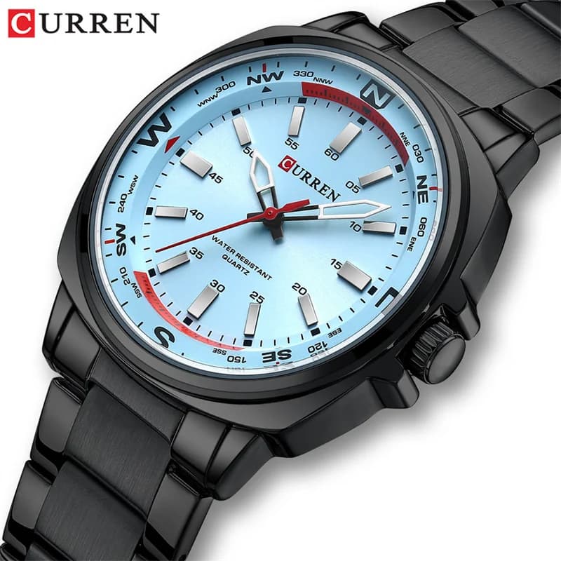 CURREN 8455 montre à Quartz de mode pour hommes affaires bracelet en acier inoxydable veilleuse étan
