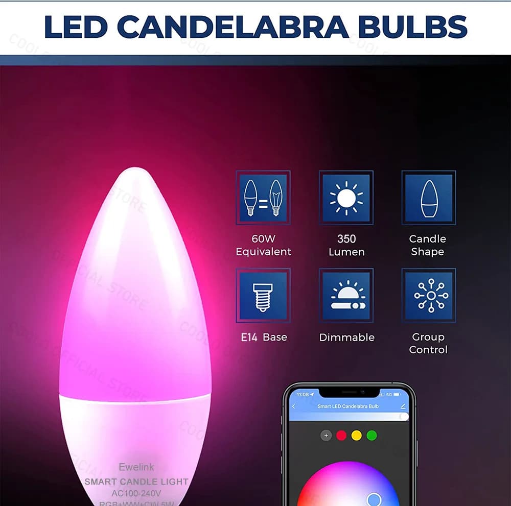 Ewelink E14 ampoule Led Wifi intelligente Zigbee RGBCW lampe à bougie fonctionne avec Alexa Amazon G