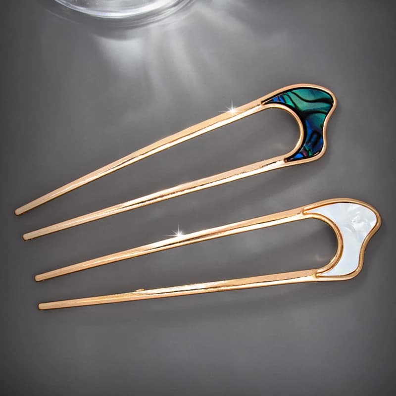 Épingle à cheveux de luxe en émail pour femmes, couleur argent or, coquille élégante, bâton de cheve
