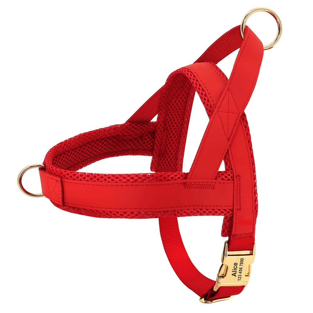 Harnais personnalisé pour grands chiens, gilet réglable en maille gravée en cuir pour animaux de com