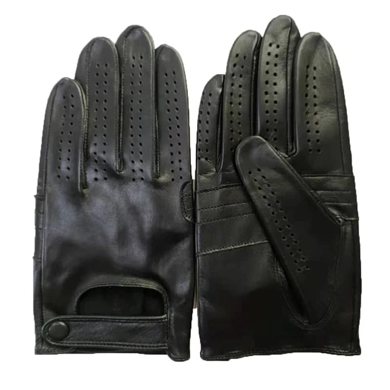 Gants antidérapants en cuir véritable pour hommes, à la mode, respirants, à trous, pour Sports d'été