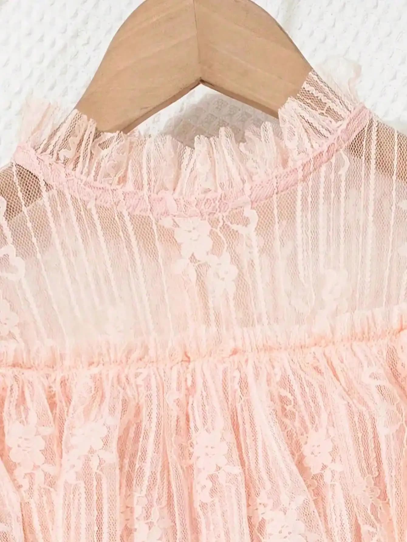 Robe de princesse en dentelle de style coréen, couleur unie, légèrement élastique, coupe ajustée pou