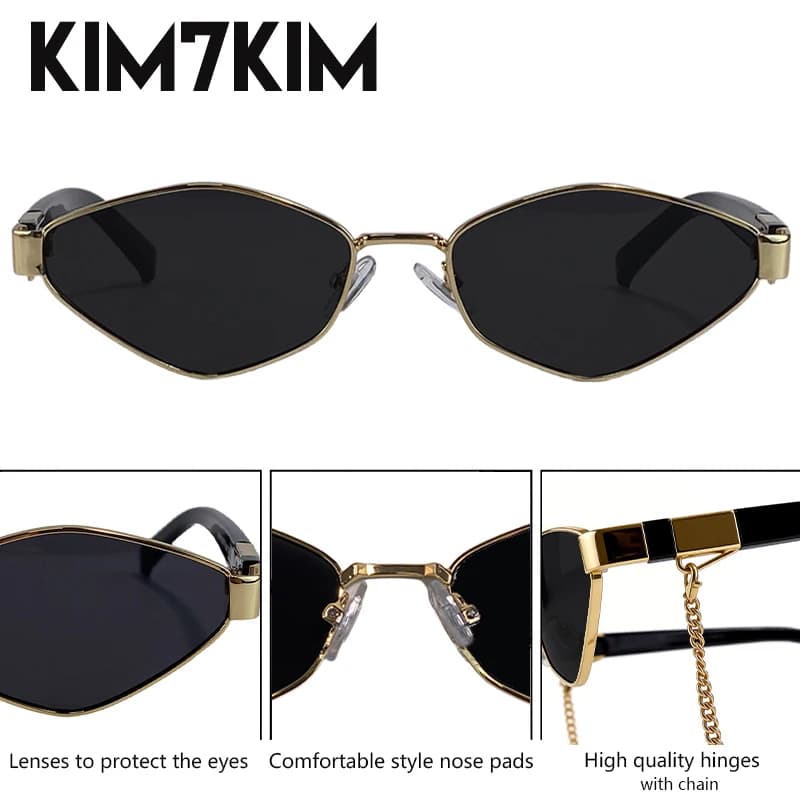Petit Cadre Hexagonale lunettes de Soleil Femmes Avec Chaîne 2026 De Luxe Marque Vintage Punk Polygo