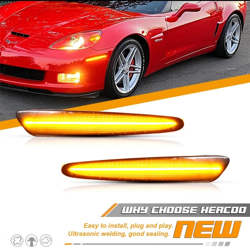 Pour Chevrolet Chevy Corvette C6 2005-2013 feu de position latéral LED complet avant arrière ambre r