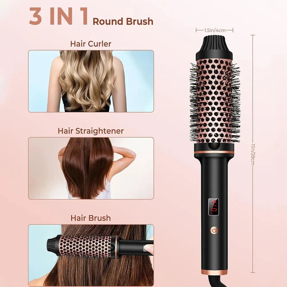 Brosse thermique 1.5 pouces, brosse à friser chauffante, fer à friser en céramique, brosse volumisan