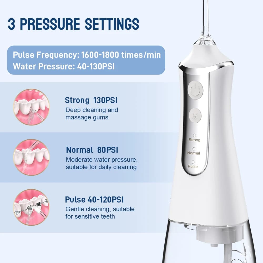 Irrigateur dentaire, hydropulseur domestique, Machine de nettoyage buccal, 5 buses, 3 Modes, Recharg