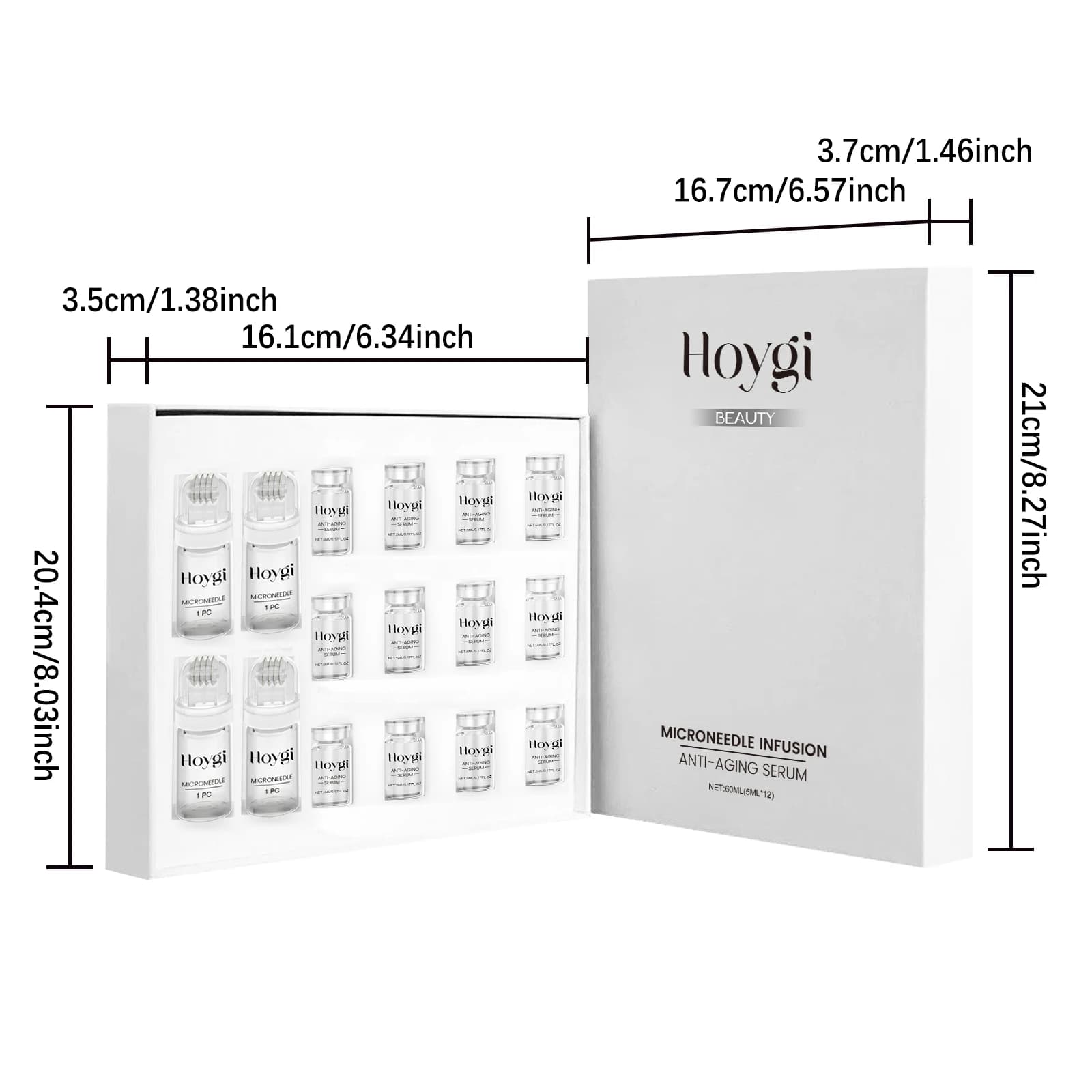 Kit Sérum Raffermissant Visage avec Rouleau Microneedle Anti-Âge, Essence Hydratante et Lissante pou