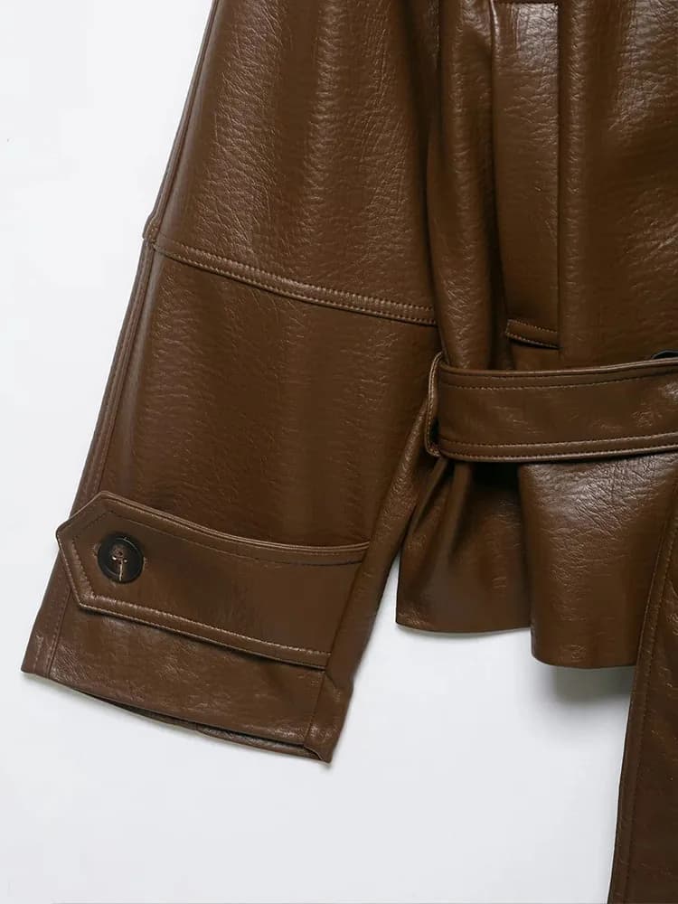 Vestes en similicuir pour femmes avec ceinture, manteau d'extérieur, streetwear, mode élégante, vest