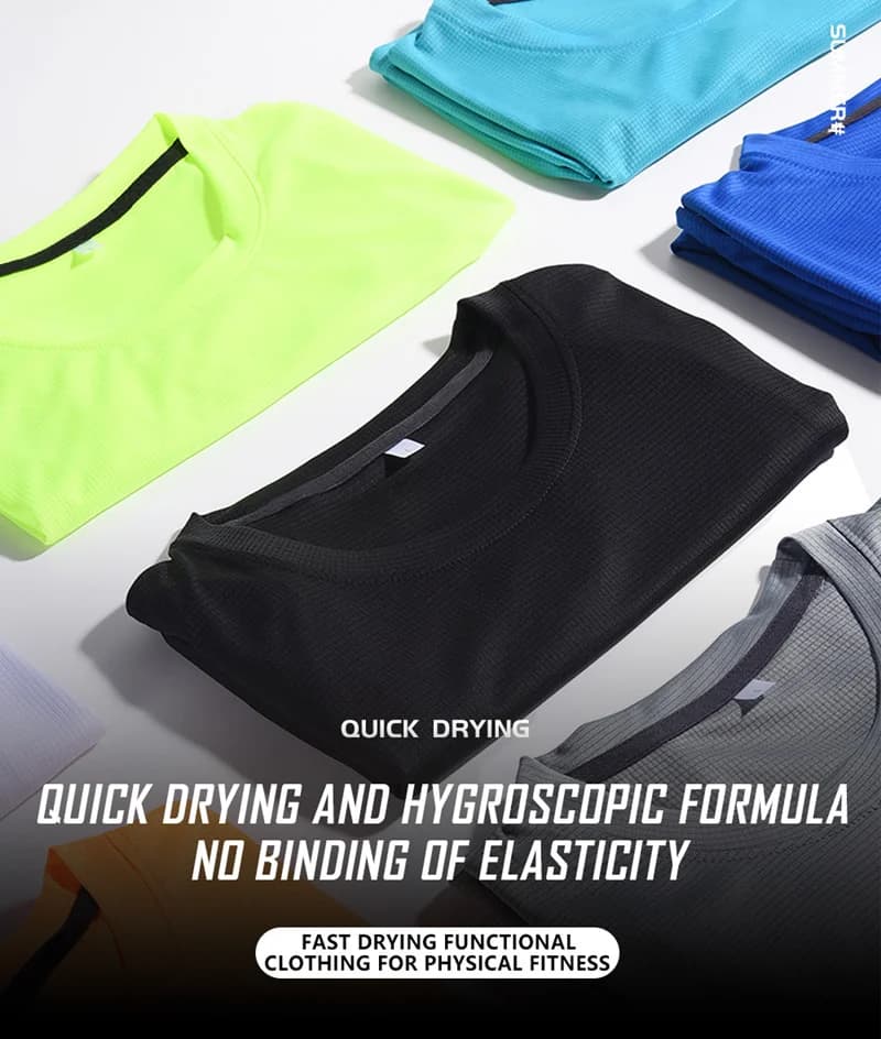 Haute qualité Polyester hommes course t-shirt séchage rapide Fitness chemise entraînement exercice v