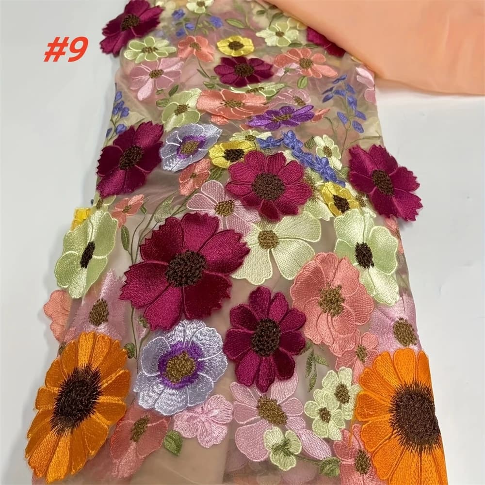 Tissu africain en dentelle Tulle 3D, broderie française de haute qualité, matériel de couture pour f