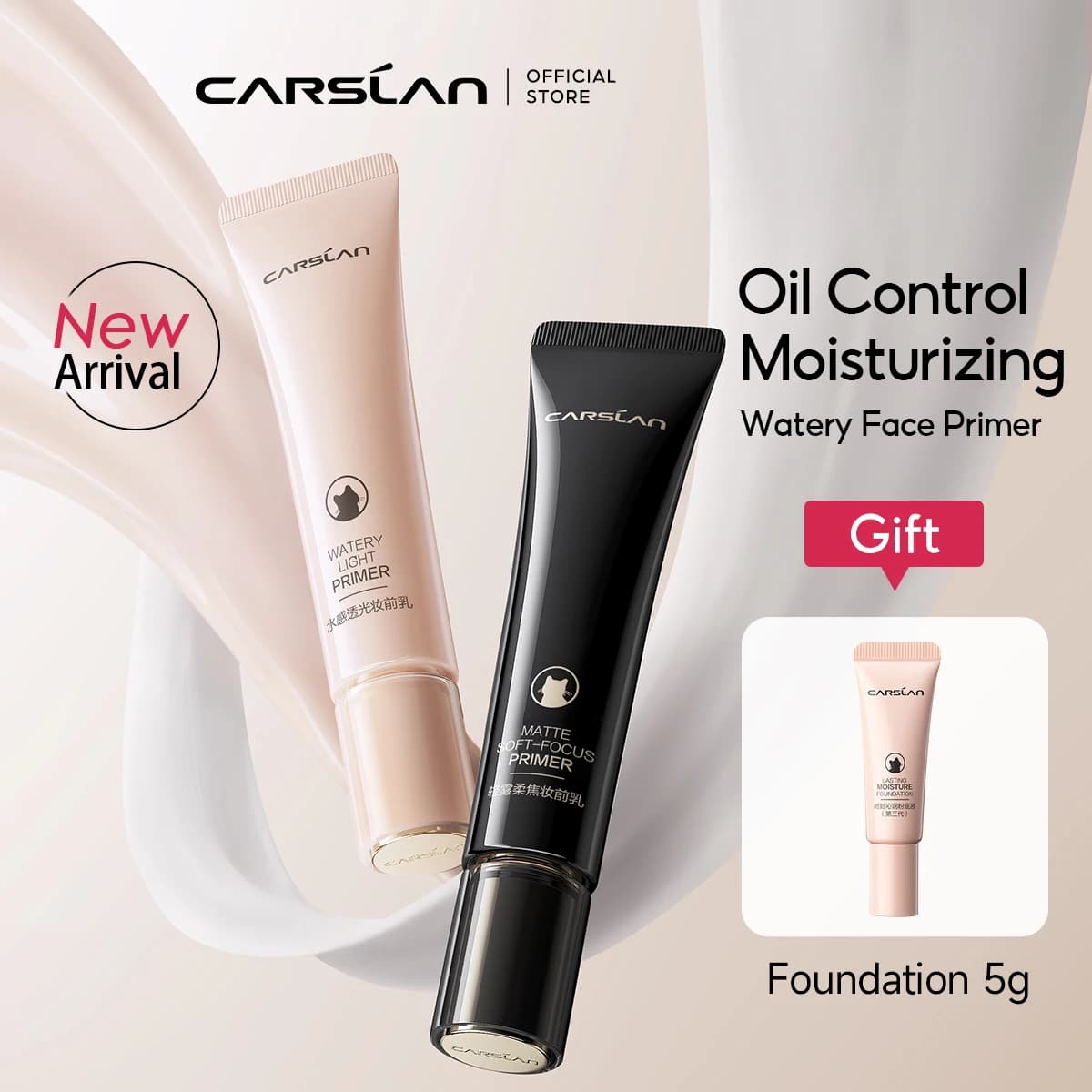 CARSLAN – apprêt pour le visage léger à l'eau, contrôle de l'huile longue durée, hydratant pour fond