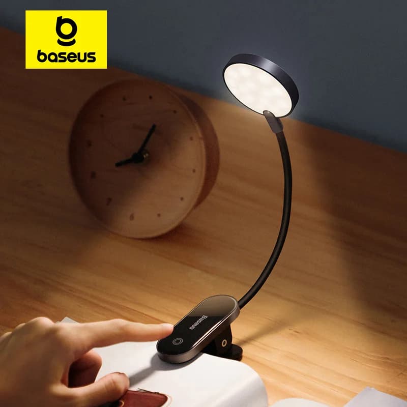 Baseus LED pince lampe de Table réglable en continu sans fil lampe de bureau tactile USB Rechargeabl