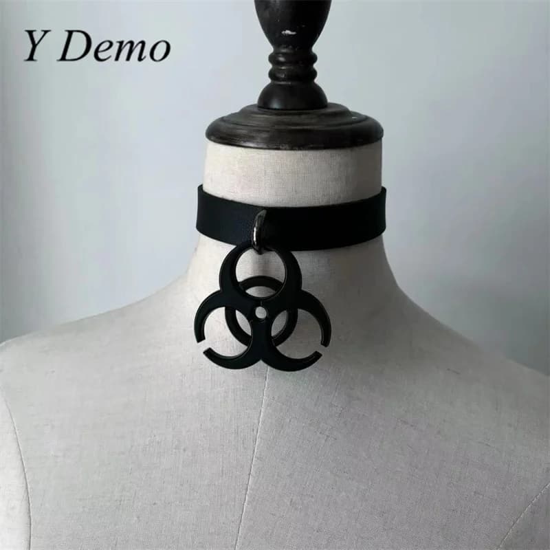 Y Demo Punk pendentif déchets médicaux en cuir Pu réglable tour de cou Rock collier décontracté