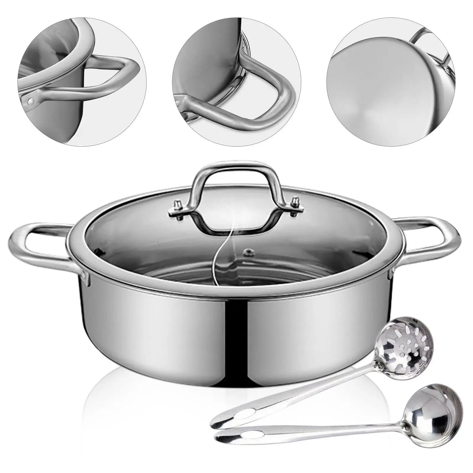 304 acier inoxydable Shabu Shabu diviseur double face cuisson soupe marmite avec couvercle