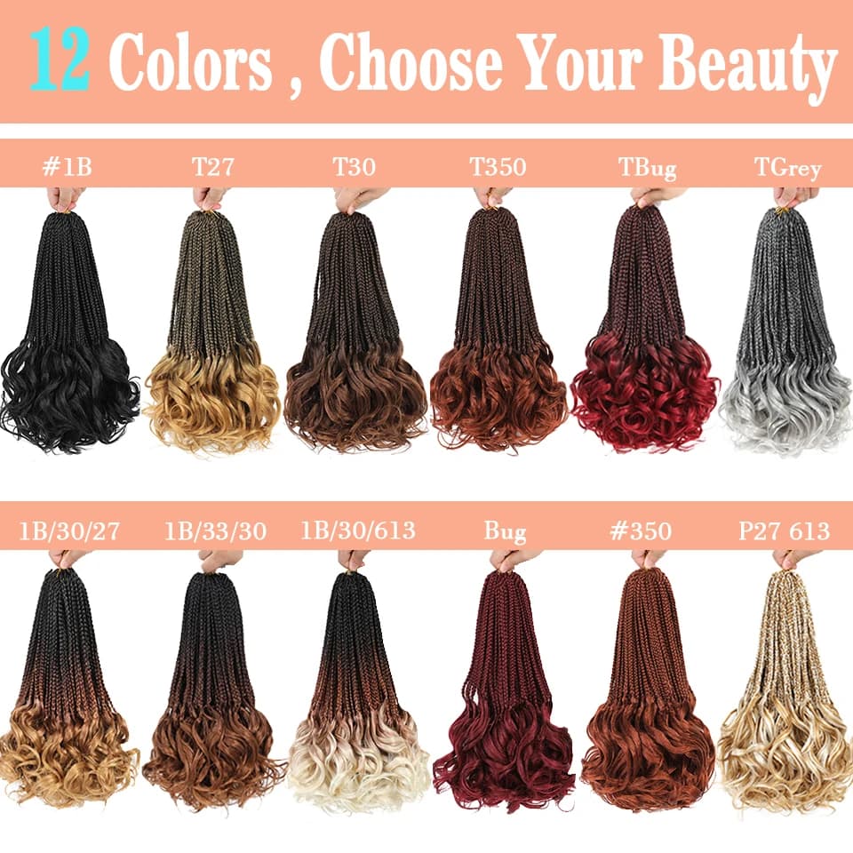 Tresses synthétiques au crochet de 14 pouces pour cheveux bouclés français, tresses en boîte de bouc
