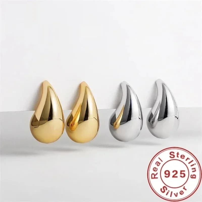 Boucles d'oreilles créoles en forme de goutte d'eau pour femme, argent regardé 925, plaqué or 18 car