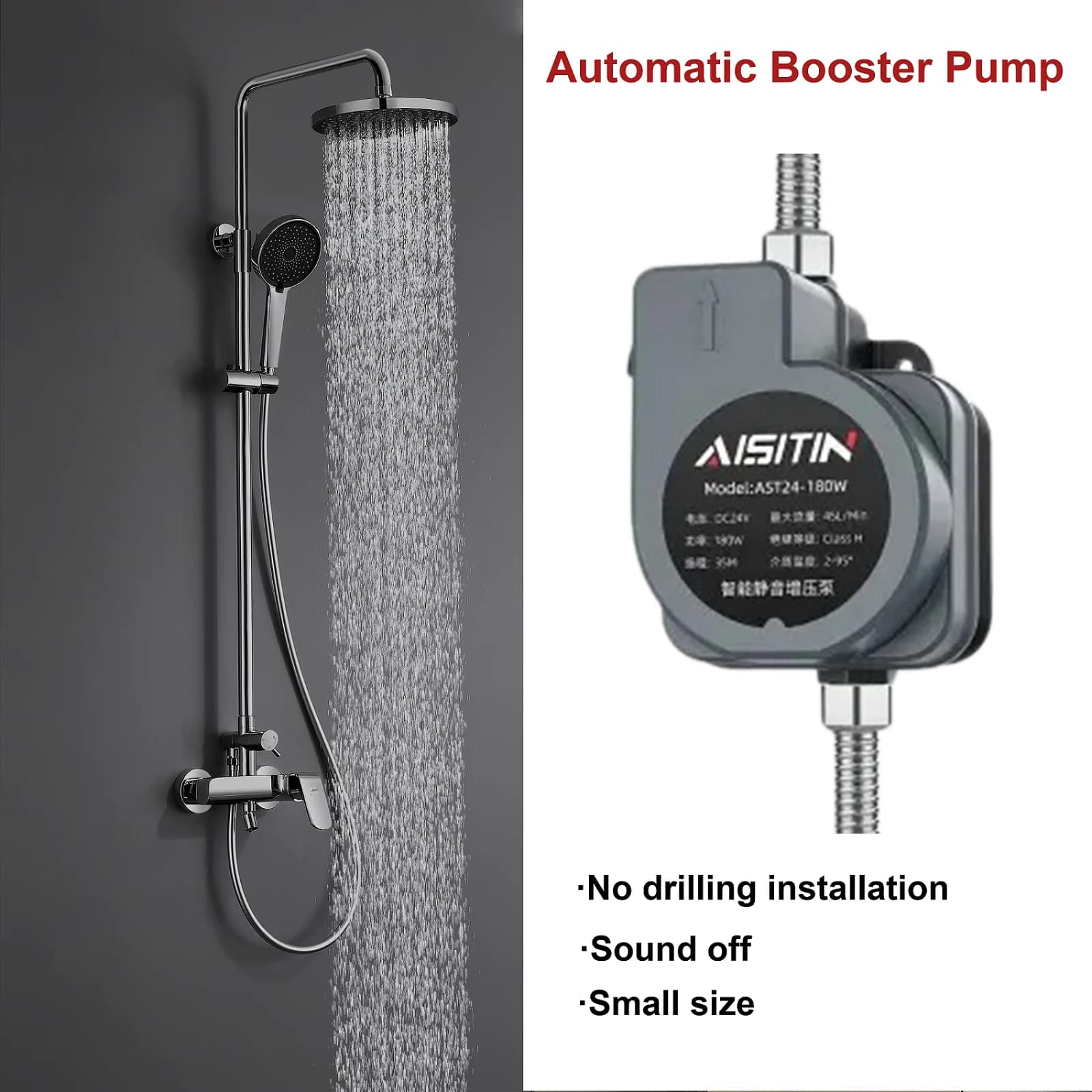 Booster de pression d'eau 24v, pompe de surpression automatique 180w, baignoire de chauffe-eau de do