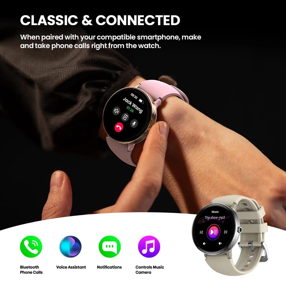 Zeblaze Lily 2 Smartwatch pour femme, appel Bluetooth, écran AMOLED 2025 ", double sangles, surveill