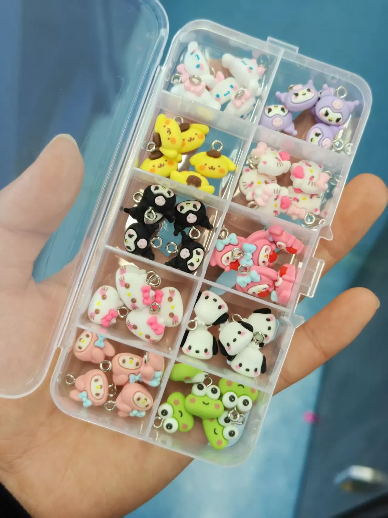 50 pièces de bijoux en résine de dessin animé Hello Kitty, mini pendentif 3D mat Cool Lomi et Mimoli