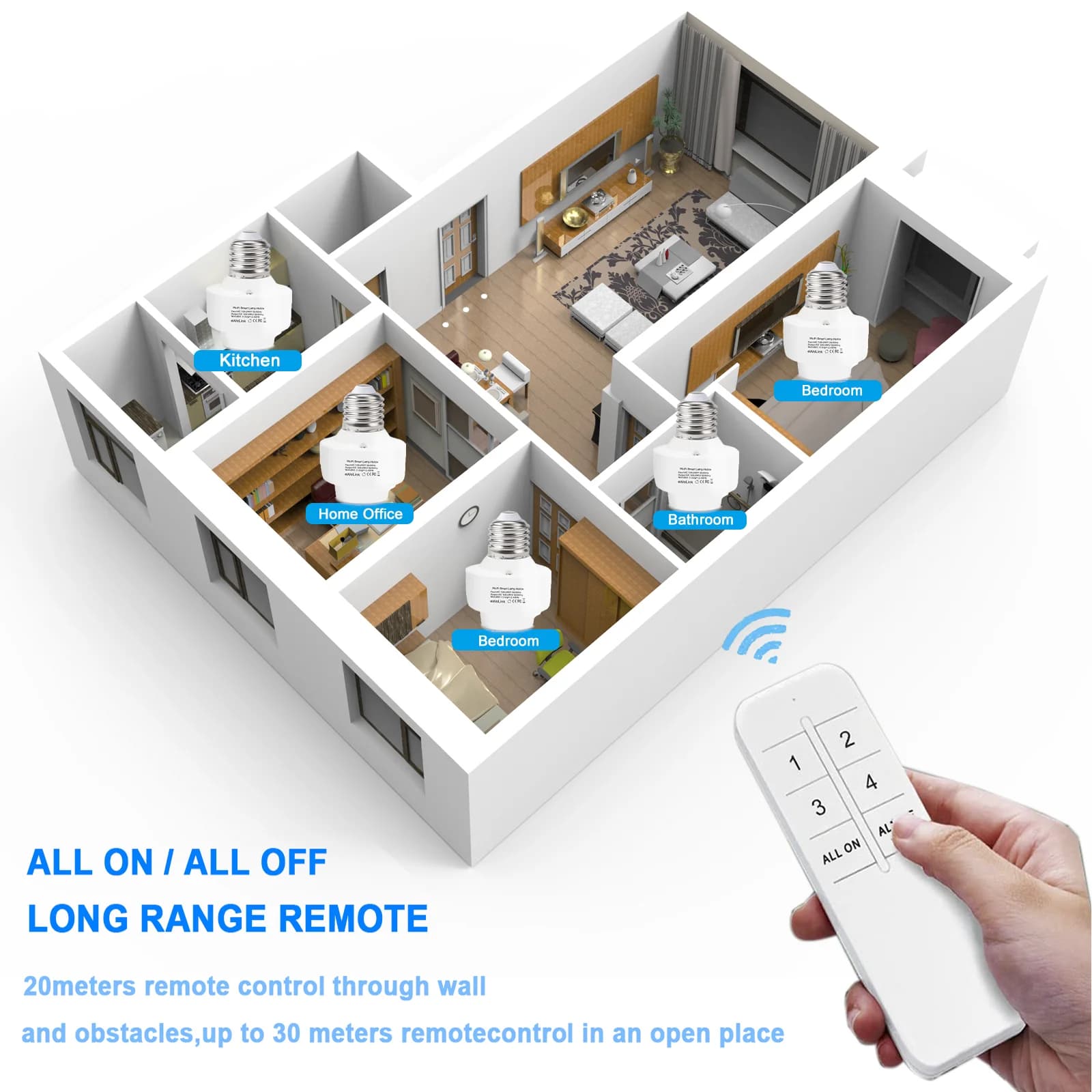 Porte-lampe E27 Mini EWelink avec Wi-Fi, télécommande via une application, adaptateur pour ampoules 