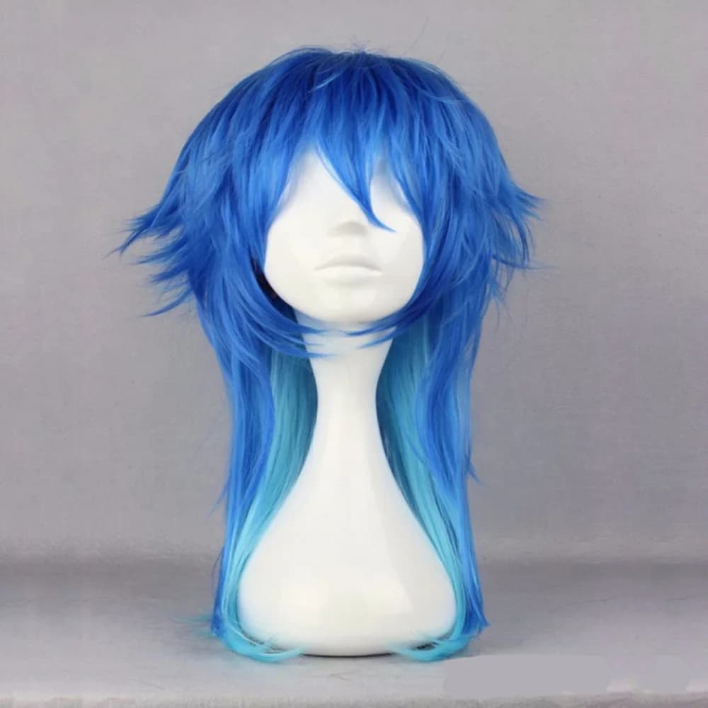 Meurtre dramatique DMMD Seragaki Aoba Cosplay Costume perruque de fête deux tons bleu Ombre cheveux 