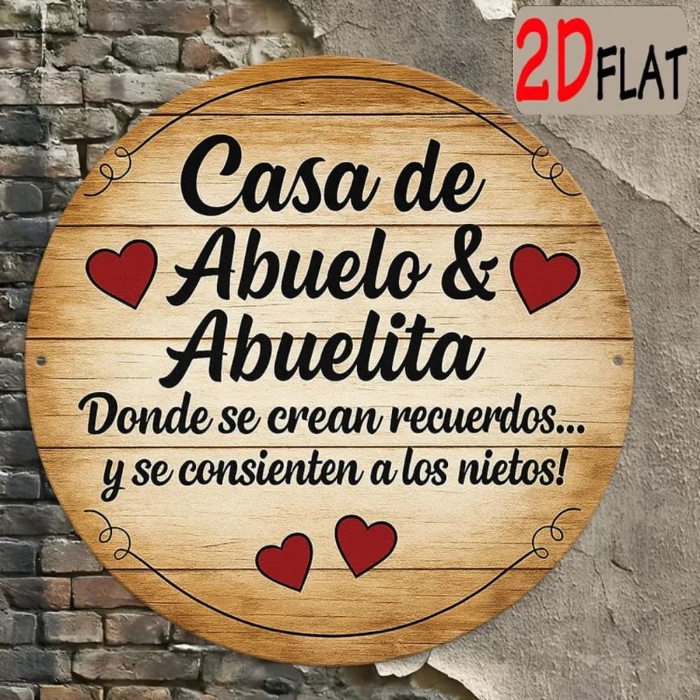 Plaque murale en aluminium 2D plate, style espagnol vintage, avec inscription Casa de Abuelo & Abuel