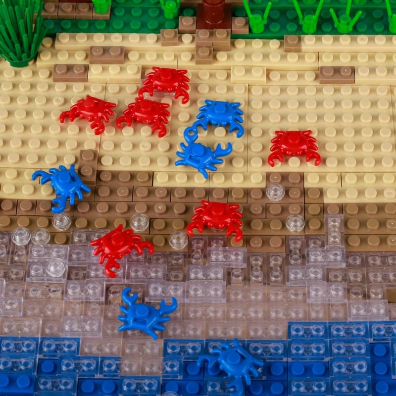 Blocs de construction d'animaux marins MOC, scène marine, requin, pieuvre, poisson manta, poisson-cl