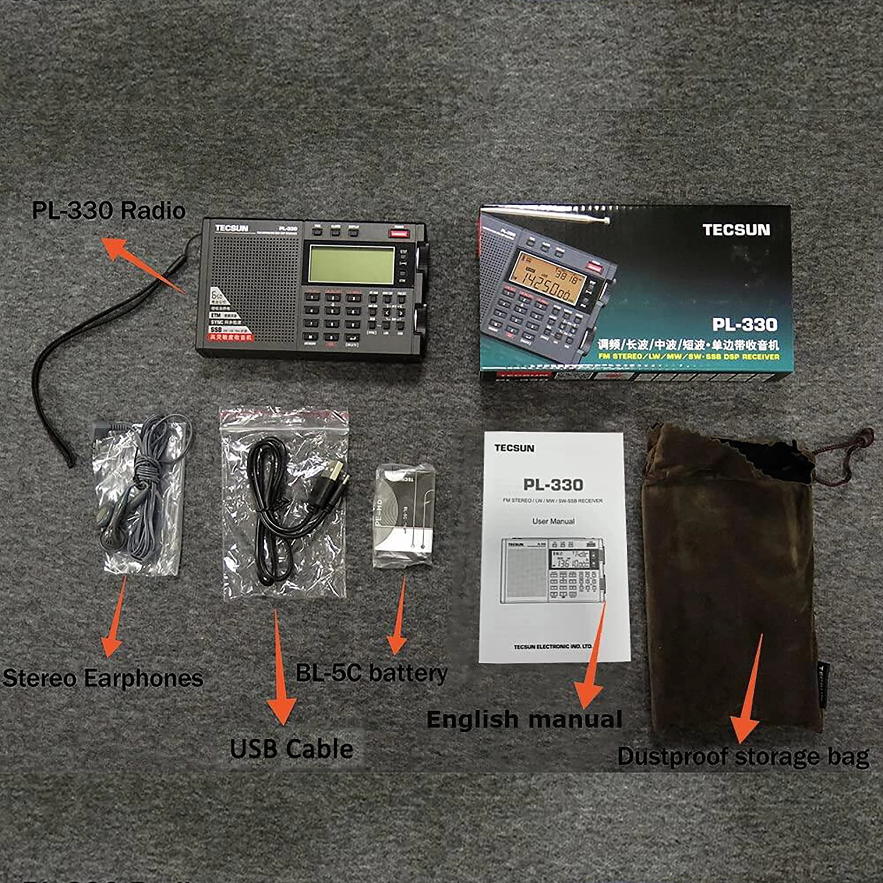Tecsun PL-330 FM/MW/SW/LW SSB DSP Radio pleine bande récepteurs Radio portables multifonctionnels Ra