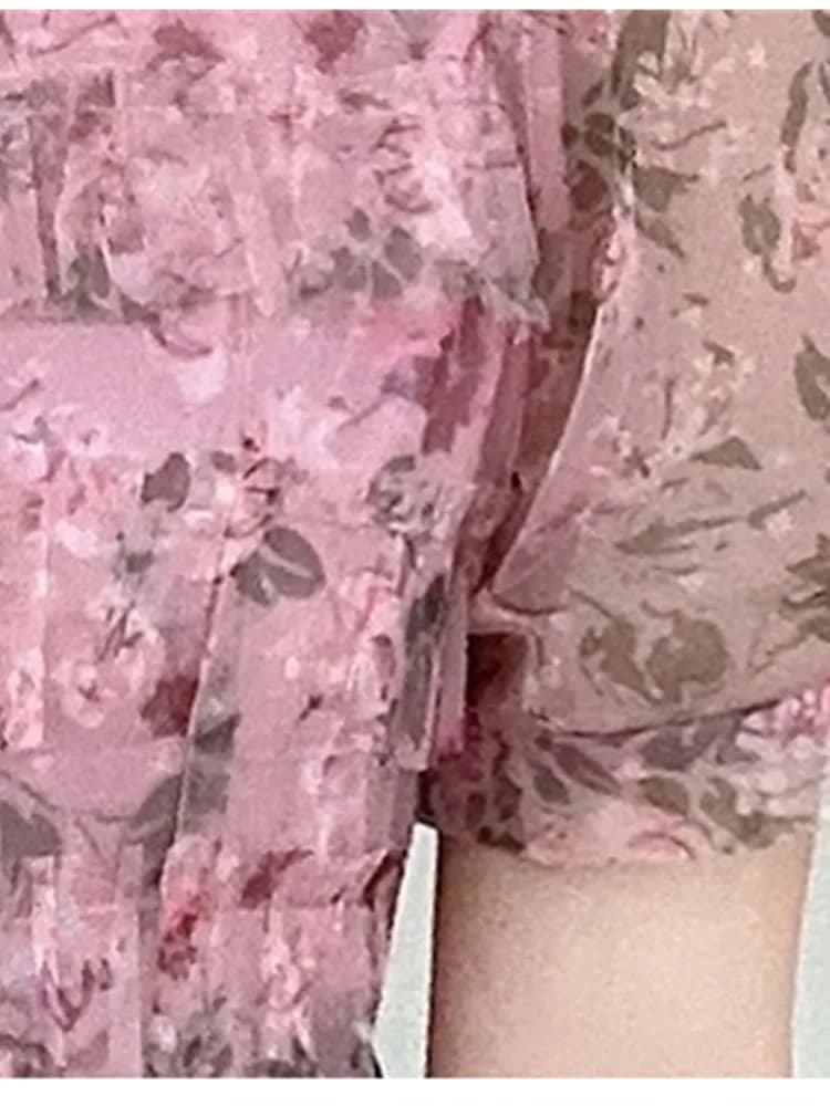 SMTHMA-Robe d'été légère à col perlé pour femme, robes de gâteau de style doux exquis, patchwork imp