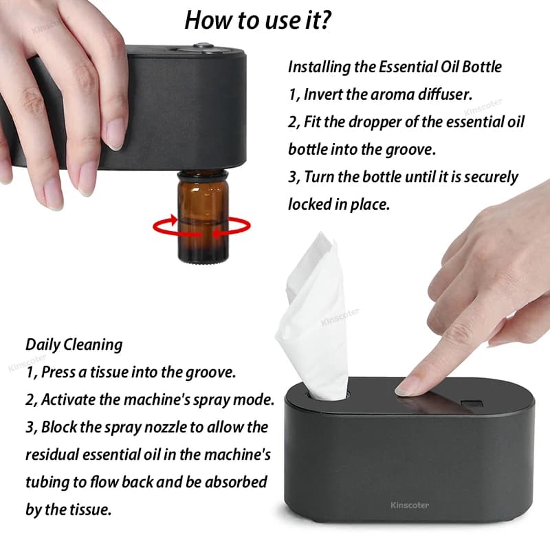 KINSCOTER – diffuseur d'arôme Portable sans eau, nébuliseur d'huile essentielle Compact, Machine de 