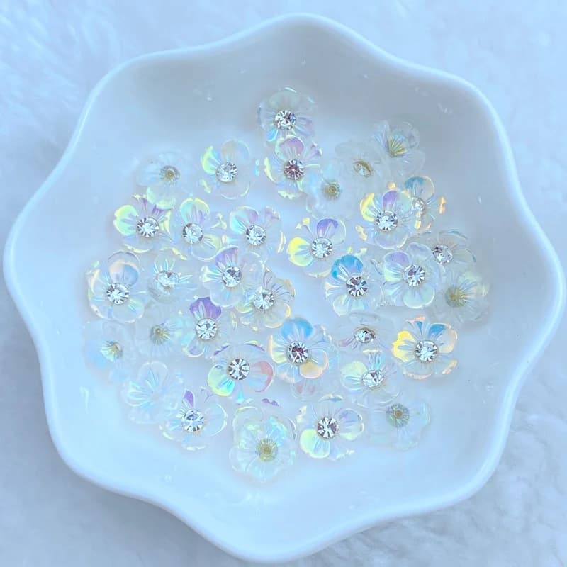 30 pièces nouveau mignon Mini brillant diamant fleur ongles strass gemmes paillettes Nail Art bijoux