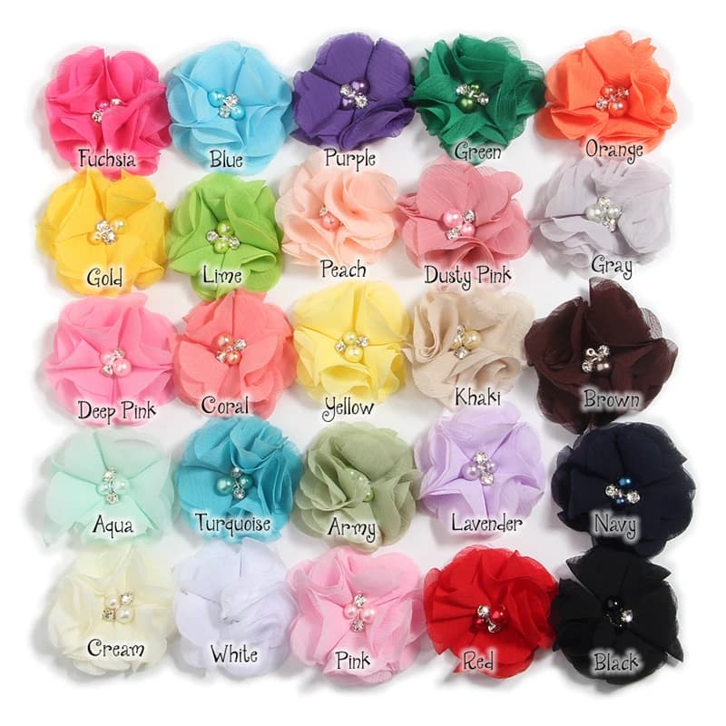 Fleur de cheveux en mousseline de soie pour bébé, centre de biscuits perlé, accessoires pour cheveux