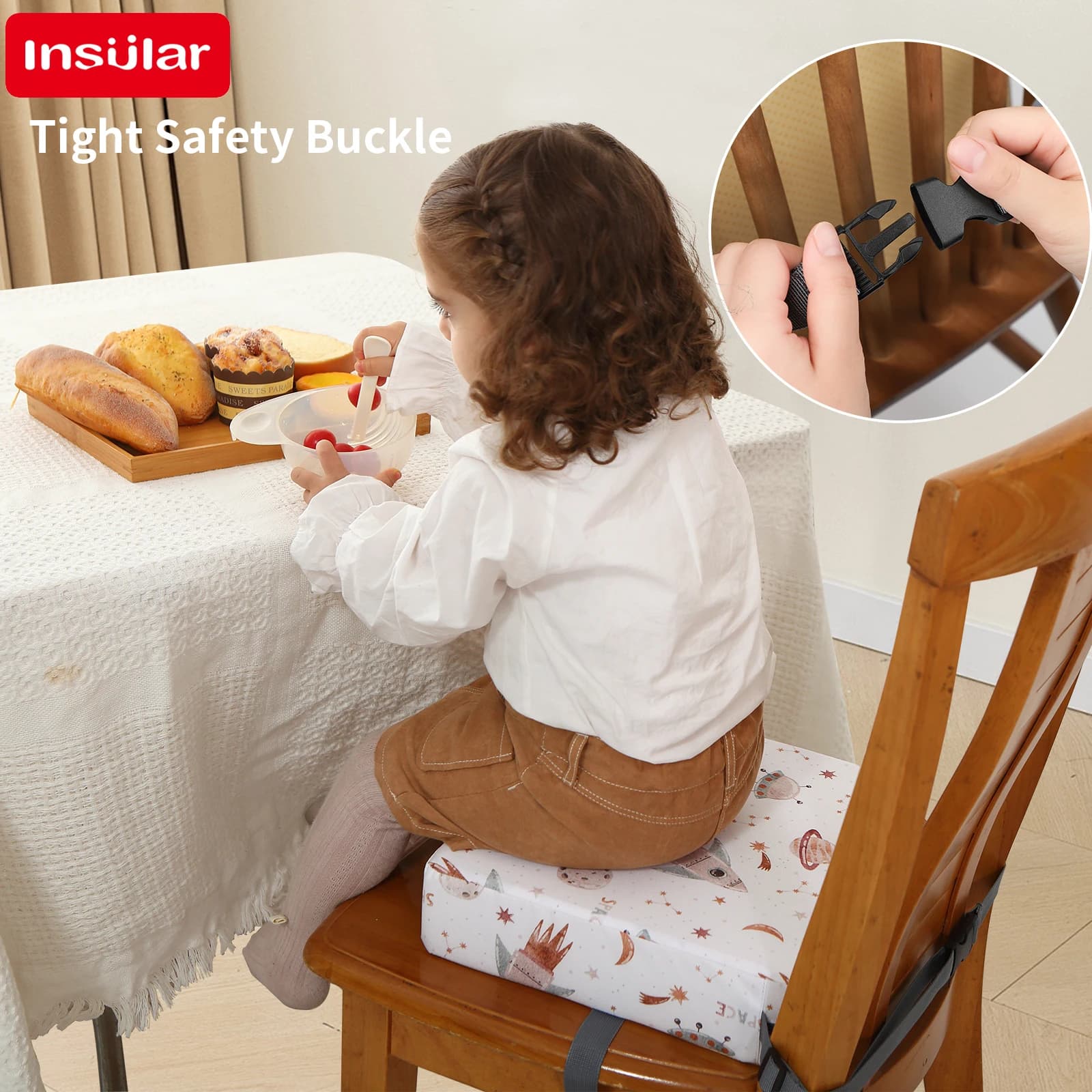 Coussin rehausseur de chaise de salle à manger pour bébé, chaise haute amovible pour enfants, coussi